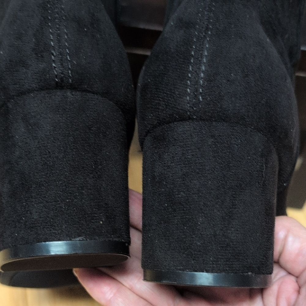 Sugar Ollie Black Over-the-Knee FabricSuede Pull Tie Top Lower Zipper Boots Sz8M - Picture 4 of 7